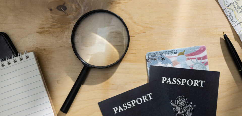 flat-lay-green-cards-passports